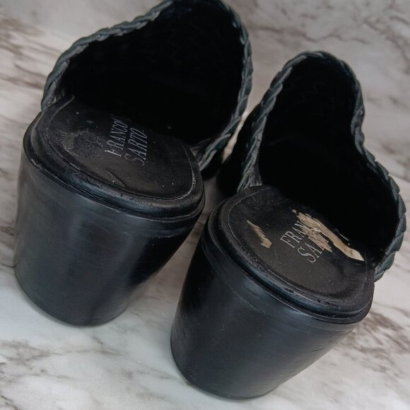 FRANCO SARTO Women's Black Leather Western Cowgirl Clogs Mules Slip On Size 8M - Picture 6 of 10